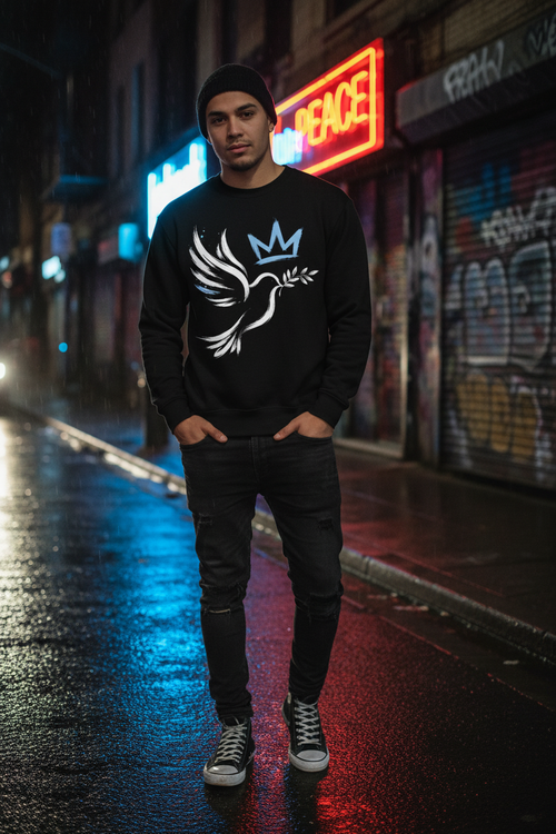 EnglishBoy Signature Dove Crewneck – Peace & Crown Graphic Sweatshirt
